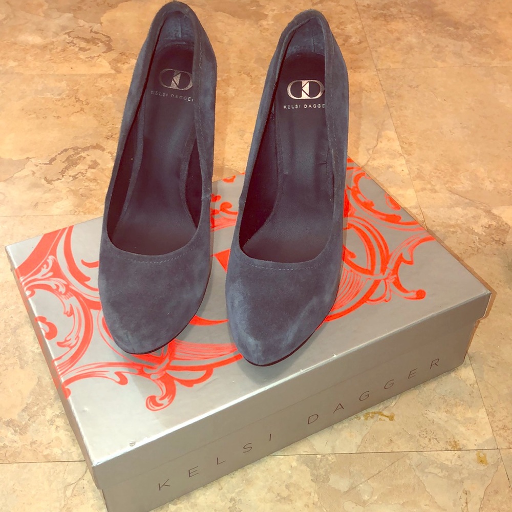 Navy suede heels